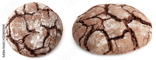 Chocolate brownie cookie isolated on white background. clipping path