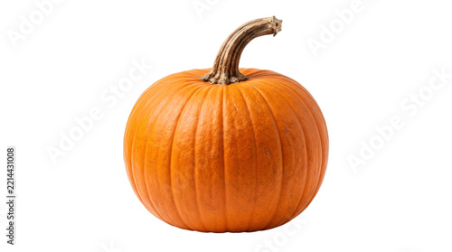 Fotografie Orange pumpkin with stem on white background, isolated on transparent background