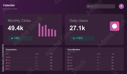 Modern dashboard with analytics stats display Vector