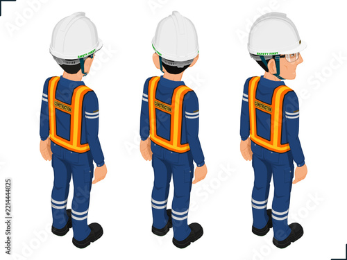 Isometric workers on white background