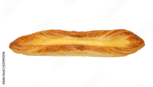 Argentine vigilante breakfast pastry with elongated narrow laminated Isolated on White Background