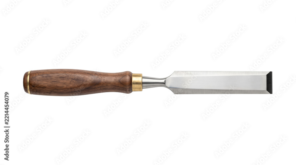 Obraz premium Professional wood chisel with polished steel blade and ergonomic wooden handle