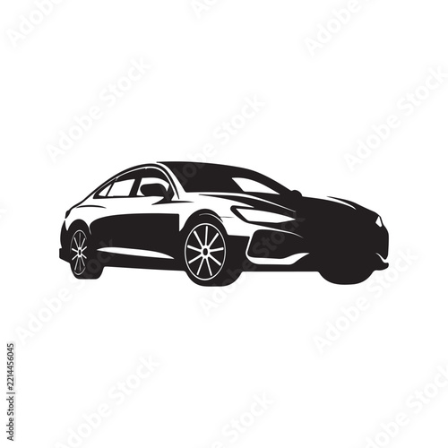 Luxury Sedan Car Silhouette Vector Illustration