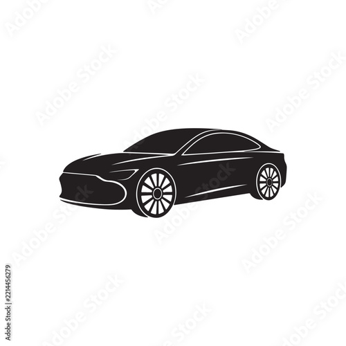 Luxury Sedan Car Silhouette Vector Illustration