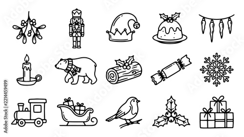 Merry Christmas Celebration with Festive Christmas Decorations and Holiday Elements