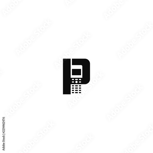Push button phone in the letter P logo.