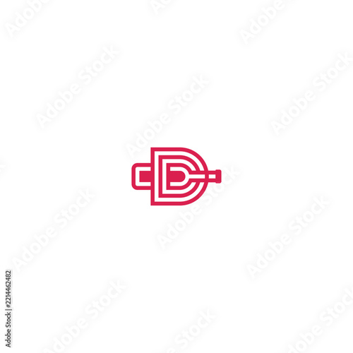 Wine bottle inside the letter D logo.