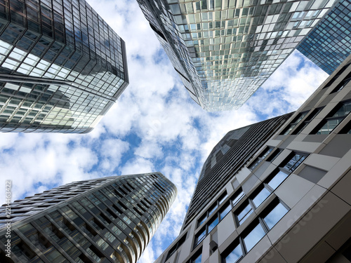 reflective office buildings in modern business district 