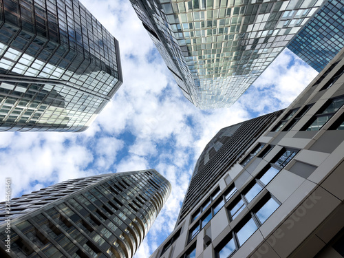 reflective modern office buildings in business district 