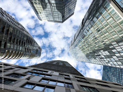 modern reflective office buildings in business district 