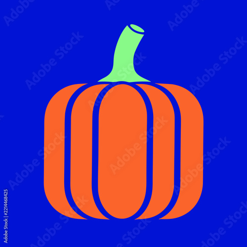 Stylized pumpkin illustration on a vibrant blue background
