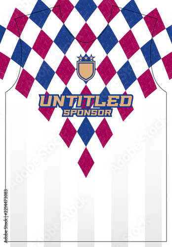 White Blue Crimson Diamond Sport Jersey Pattern Vector Design Template for Football Sublimation