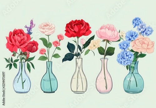 Floral Arrangement In Glass Vases