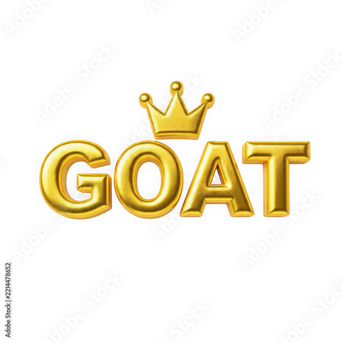Golden crown text logo with goat lettering