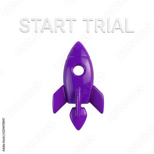 Purple rocket flying through space with stars