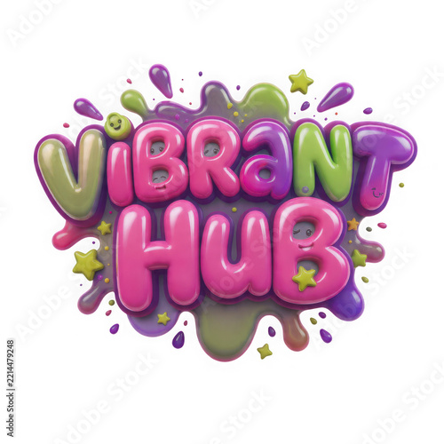 Vibrant colorful text bubble with abstract shapes