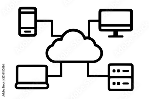 Internet of things and cloud storage connectivity concept illustration