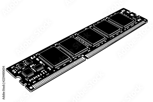 RAM memory stick isometric illustration isolated on clean white background.