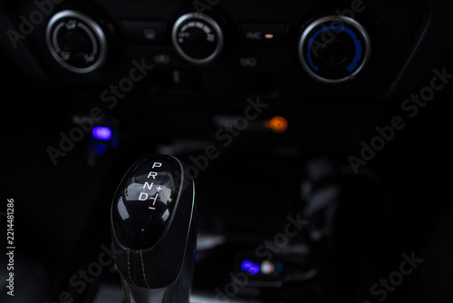 Obraz na plátně Close-up of modern car automatic gear shift knob with PRND markings,A detailed c
