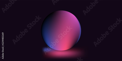 Abstract neon background with pink and blue gradient on black, glowing futuristic wallpaper. Minimalist 3d illustration