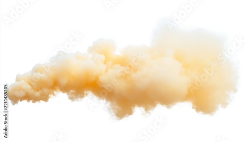 Pale Yellow Smoke Cloud Isolated On White Background