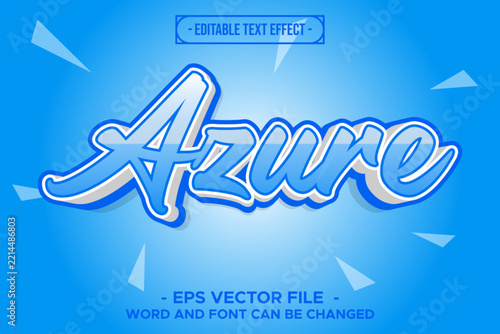 Azure Editable Text Effect 3D Blue White Script Graffiti Vector Graphic