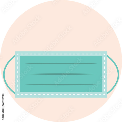 Medical face mask icon on circle background, vector illustration