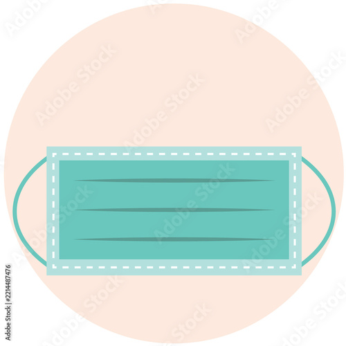 Medical face mask icon on circle background, vector illustration