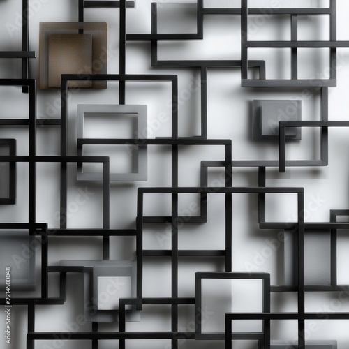Interlocking black squares on white background