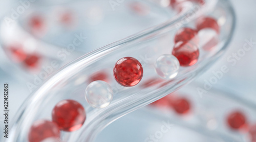 Red and white sphere flowing abstract background creates sense of dynamic energy, harmony, movement, and calm liquid fluid motion