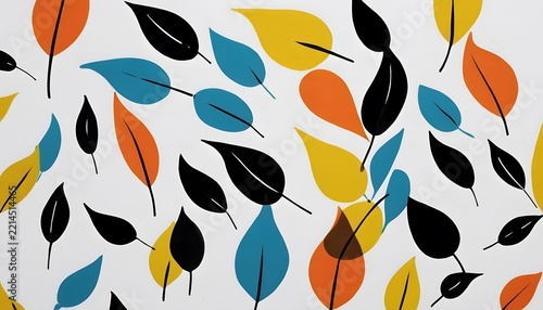 Colorful abstract leaf pattern on a white background