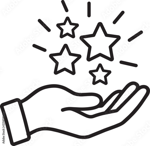 Helping Hand With Stars Icon For Kindness Support Care Generosity Hope And Positive Giving