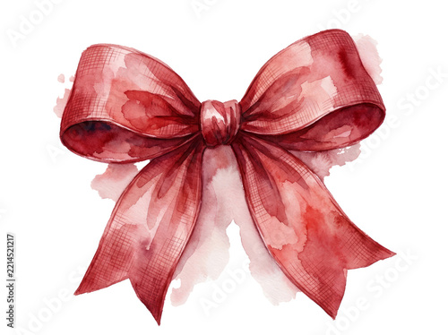 Hand Painted Red Watercolor Bow Ribbon.