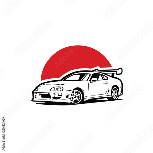 90s Japanese Sport Car JDM Vector Logo Icon Illustration Isolated