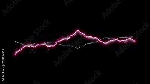 Neon pink electric lightning bolt overlay, glowing energy pulse effect on black background electricity