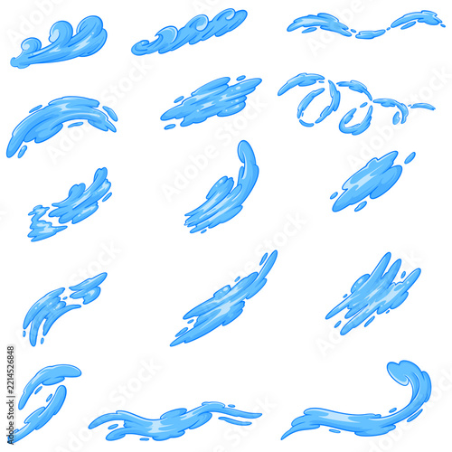 Collection set water splash cartoon element illustration 