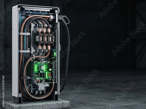 Cross Section of Electric Vehicle Charging Station