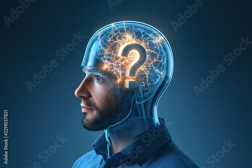 Human brain question mark psychology mental health concept and thinking
