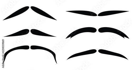 Classic Gentleman Mustache Collection Featuring Refined Curves, Waves, Curls, and Traditional Facial Hair