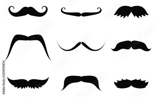 Sophisticated Retro Mustache Vector Collection with Diverse Classic Styles for Men’s Grooming Designs
