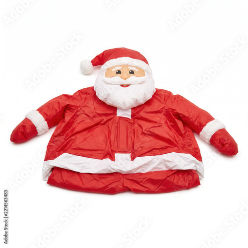 Deflated inflatable Santa isolated on white background