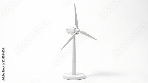 Minimalist Wind Turbine Model on White Background for Renewable Energy and Eco-Friendly Design Concepts