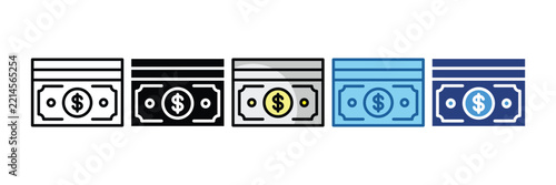 Cash  Icon Set Multiple Style Collection