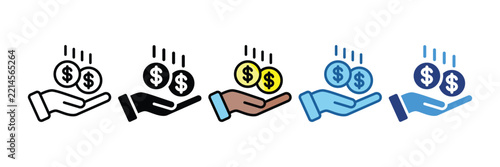 Earnings  Icon Set Multiple Style Collection