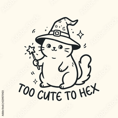 Too cute to Hex, Halloween witch cat T-shirt design