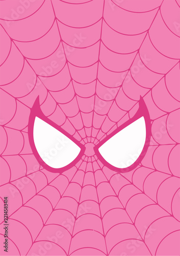 Pink Spider Web Halloween Seamless Pattern with White Eyes