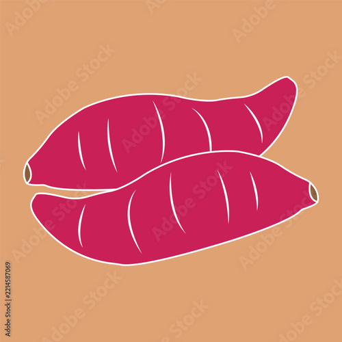 Purple Sweet Potato Flat Vector Illustration on Colored Background