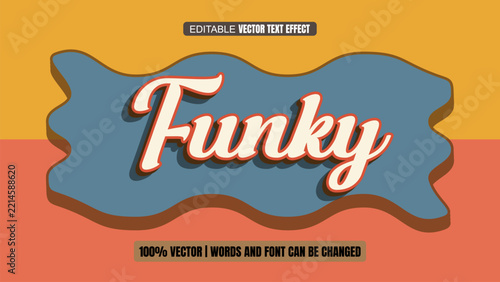 Funky 3d editable text effect blue vector for retro banner