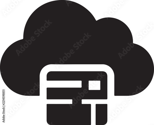 Modern Cloud Computing Technology Black Silhouette Icon
