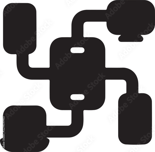 Internet of Things Connected Technology Black Silhouette Icon